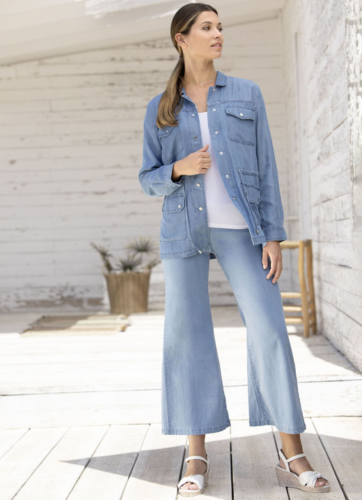 culotten - Culotte in 5-Pocket-Form , in Größe 018 bis 052, in Farbe HELLBLAU Ansicht 4