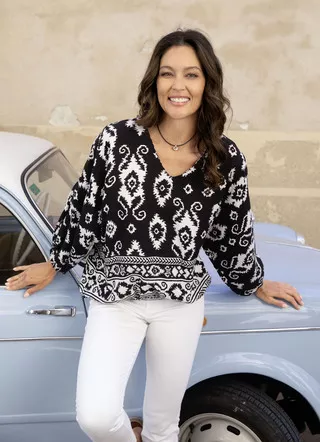 Tunika mit Bordüren-Druck