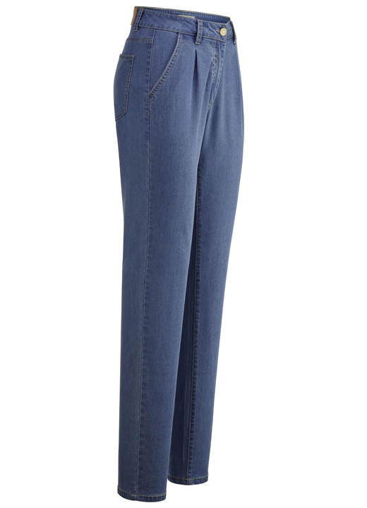 Hosen mit Knopf- und Reißverschluss - Jeans in Chino-Form, in Größe 017 bis 050, in Farbe HELLBLAU Ansicht 4