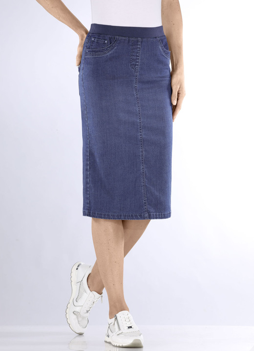 Damenmode - Rock in gerader Schnittführung, in Größe 036 bis 052, in Farbe JEANSBLAU Ansicht 1