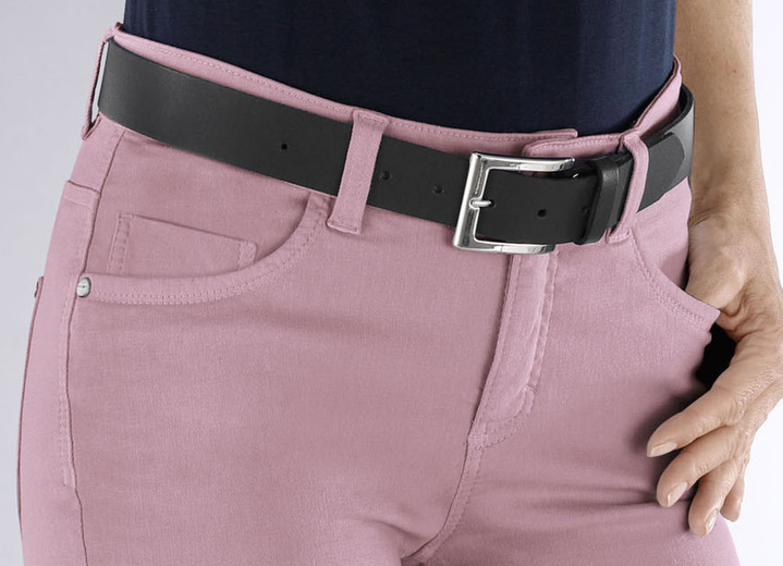 Gürtel - Trendiger Damen-Gürtel aus Leder, 3,5 cm breit, in Größe 100 bis 120, in Farbe MARINE Ansicht 2