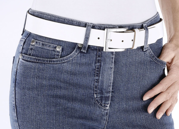 Gürtel - Trendiger Damen-Gürtel aus Leder, 3,5 cm breit, in Größe 100 bis 120, in Farbe WEISS Ansicht 2