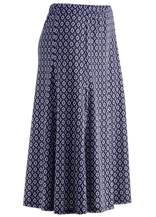 Gemustert - Tragangenehmer Bahnenrock , in Größe 036 bis 054, in Farbe MARINE-WEISS-BLAU Ansicht 2