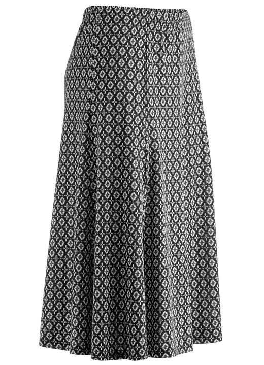 Gemustert - Tragangenehmer Bahnenrock , in Größe 036 bis 054, in Farbe MARINE-WEISS-BLAU Ansicht 4