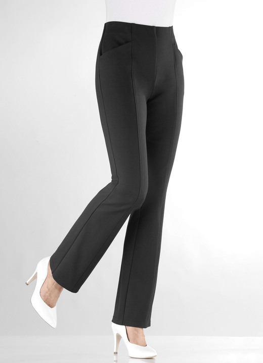 Hosen in Schlupfform - Jerseyhose mit ausgestellter Fußweite, in Größe 018 bis 054, in Farbe SCHWARZ Ansicht 3