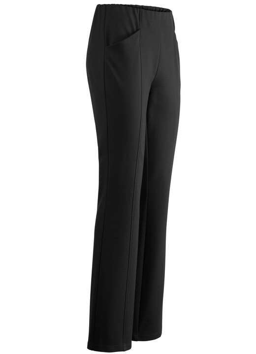 Hosen in Schlupfform - Jerseyhose mit ausgestellter Fußweite, in Größe 018 bis 054, in Farbe SCHWARZ Ansicht 1