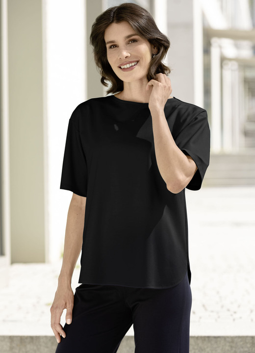 Kurzarm - Shirt in legerer Form Kurzarm - Shirt in legerer Form, in Größe 036 bis 052, in Farbe SCHWARZ