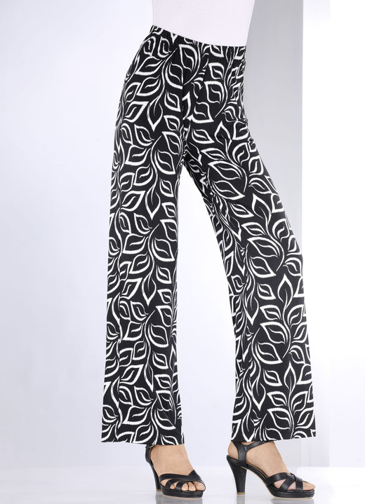 Hosen in Schlupfform - Hose in bequemer Weite, in Größe 018 bis 054, in Farbe SCHWARZ-WEISS Ansicht 3