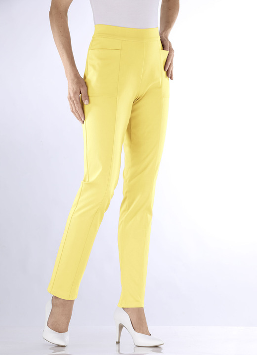 Hosen in Schlupfform - Hose mit abgesteppten Teilungsnähten, in Größe 018 bis 052, in Farbe GELB Ansicht 3
