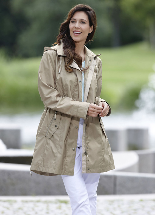 Damenmode - Longjacke mit abnehmbarer Kapuze Damenmode - Longjacke mit abnehmbarer Kapuze, in Größe 019 bis 054, in Farbe KORK