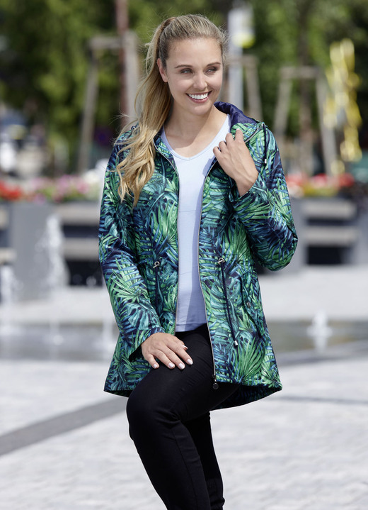 Kurz - Jacke mit fester Kapuze Ansicht 2 Kurz - Jacke mit fester Kapuze, in Größe 036 bis 054, in Farbe MARINE-GRÜN Ansicht 2