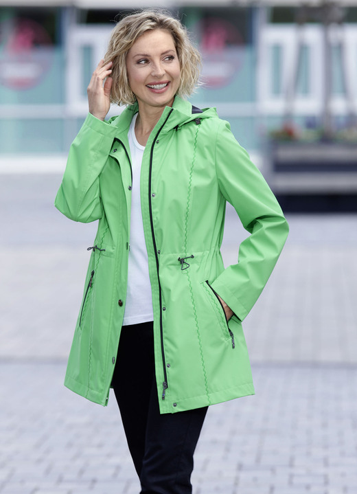 Kurz - Jacke mit umschlagbaren Ärmeln Ansicht 2 Kurz - Jacke mit umschlagbaren Ärmeln, in Größe 038 bis 054, in Farbe APFELGRÜN Ansicht 2