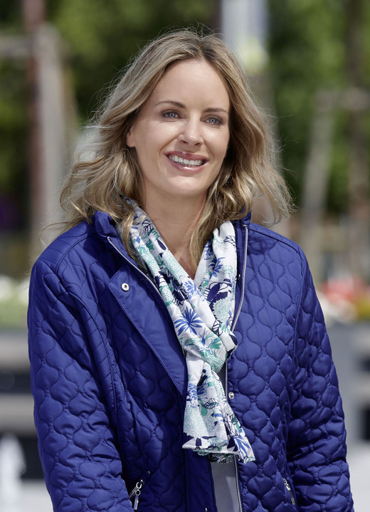 Schals - Schal mit Fantasieblüten-Dessin, in Farbe NATUR-SMARAGD-GRÜN-MARINE-KOBALTBLAU Ansicht 2