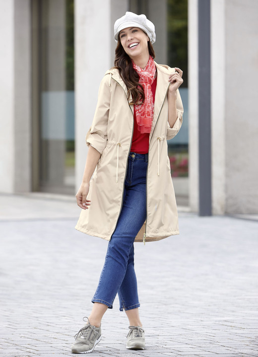 Lang - Kurzmantel mit fester Kapuze, in Größe 036 bis 054, in Farbe OLIV Ansicht 2