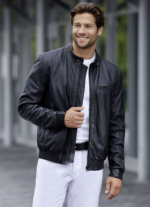 Lederblousons - Lederblouson von „Cabrini“, in Größe 046 bis 060, in Farbe SCHWARZ Ansicht 1