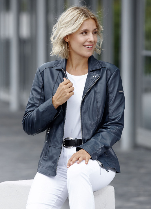 Lederkurzjacken - Lederkurzjacke von „Cabrini“, in Größe 036 bis 050, in Farbe DUNKELBLAU Ansicht 4