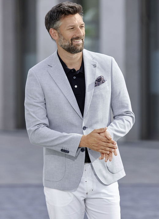 Sakkos - Sakko mit aufgesetzten Taschen, in Größe 024 bis 060, in Farbe HELLBLAU Ansicht 2