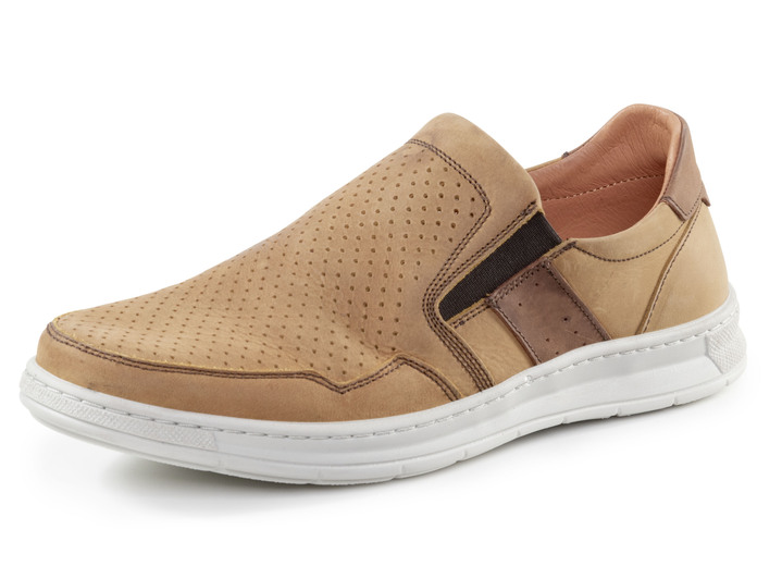 Slipper & Schnürschuhe - GINO GALANTE Slipper aus luftig perforiertem Rind-Nubukleder, in Größe 040 bis 046, in Farbe DUNKELBLAU Ansicht 5