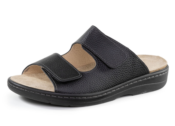 Sandalen & Pantoletten - GINO GALANTE, bequeme Herren-Pantoletten, Weite H, mit herausnehmbarem Fußbett, in Größe 040 bis 047, in Farbe SCHWARZ Ansicht 1