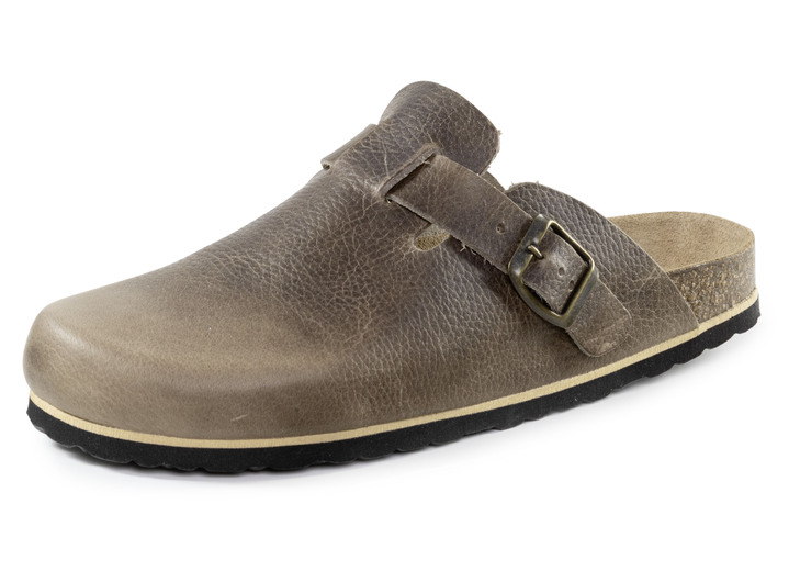 Sandalen & Pantoletten - GINO GALANTE Clog aus schattiertem, genarbtem Rindleder, in Größe 040 bis 047, in Farbe SCHWARZ Ansicht 4