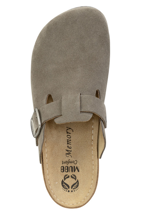 Sandalen & Pantoletten - Mubb Clog aus bestem Rind-Veloursleder, in Größe 040 bis 046, in Farbe DUNKELTAUPE Ansicht 2