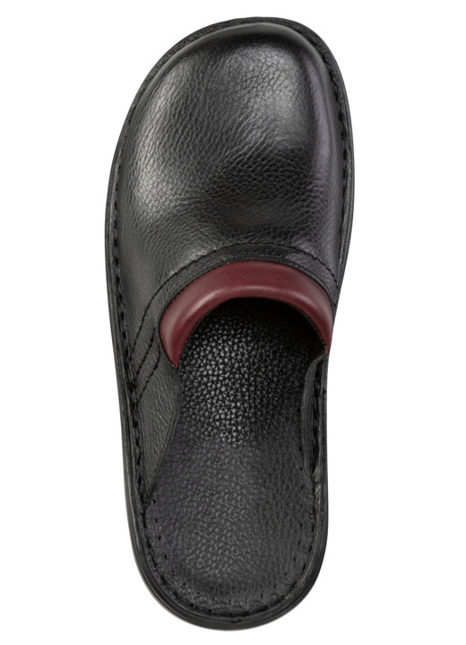 Sandalen & Pantoletten - GINO GALANTE, bequeme Herren-Pantoletten, Weite H, aus Leder, in Größe 040 bis 047, in Farbe SCHWARZ-CHIANTI Ansicht 2