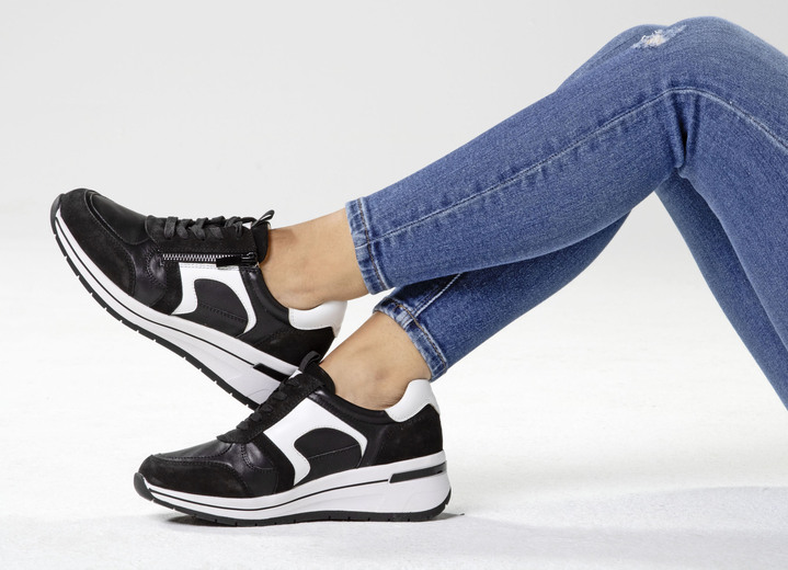 Slipper & Schnürschuhe - ELENA EDEN, sytlische Damen-Sneaker, Weite H, mit herausnehmbarem Fußbett, in Größe 036 bis 042, in Farbe WEISS-GOLD Ansicht 9