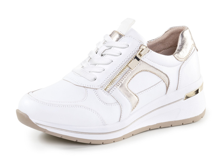 Slipper & Schnürschuhe - ELENA EDEN, sytlische Damen-Sneaker, Weite H, mit herausnehmbarem Fußbett, in Größe 036 bis 042, in Farbe WEISS-GOLD Ansicht 1