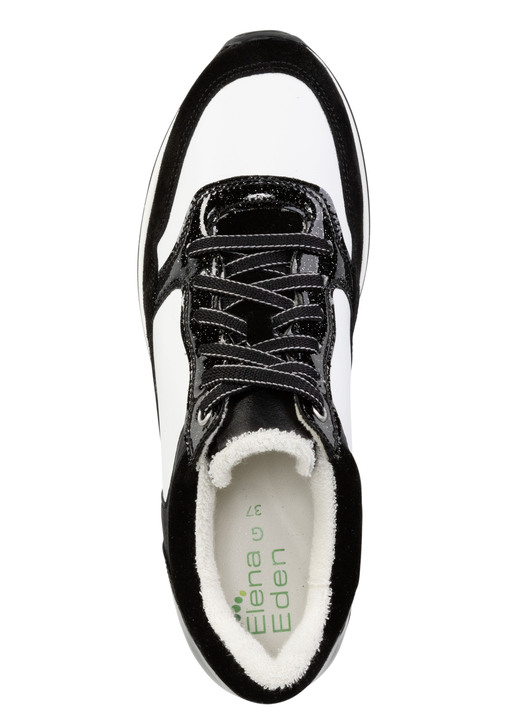 Slipper & Schnürschuhe - ELENA EDEN Sneaker aus Nappa-und Veloursleder, in Größe 035 bis 041, in Farbe SCHWARZ-WEISS Ansicht 2