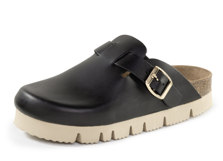 Sandaletten & Pantoletten - ELENA EDEN, klassische Damen-Clogs, Weite H, mit Klettspange, in Größe 036 bis 042, in Farbe BEIGE Ansicht 4