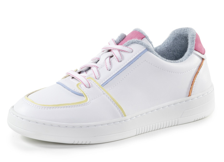 Slipper & Schnürschuhe - ELENA EDEN Sneaker aus Nappaleder, in Größe 035 bis 041, in Farbe WEISS-BUNT Ansicht 1