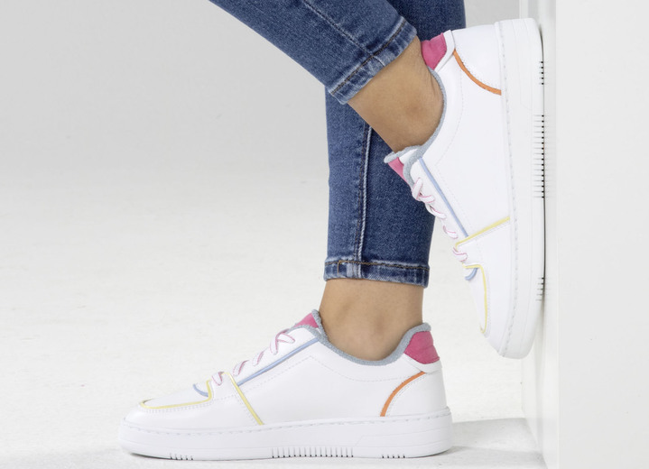 Slipper & Schnürschuhe - ELENA EDEN Sneaker aus Nappaleder Ansicht 5 Slipper & Schnürschuhe - ELENA EDEN Sneaker aus Nappaleder, in Größe 035 bis 041, in Farbe WEISS-BUNT Ansicht 5