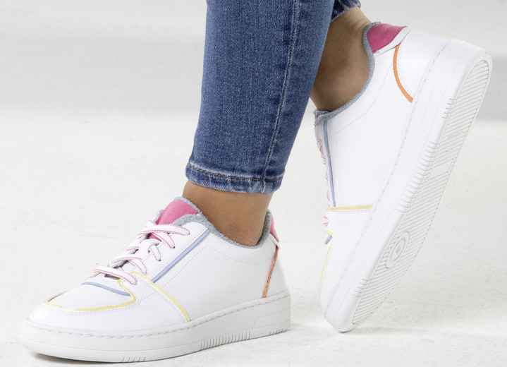 Slipper & Schnürschuhe - ELENA EDEN Sneaker aus Nappaleder Ansicht 4 Slipper & Schnürschuhe - ELENA EDEN Sneaker aus Nappaleder, in Größe 035 bis 041, in Farbe WEISS-BUNT Ansicht 4