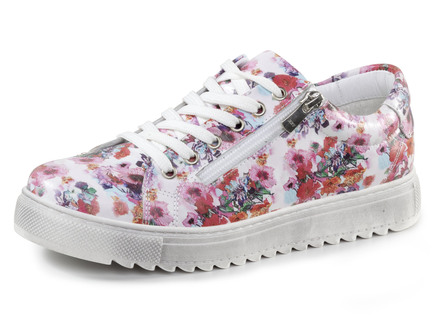 Gemini Schnür-Sneaker aus beschichtetem, floral bedrucktem Nappaleder