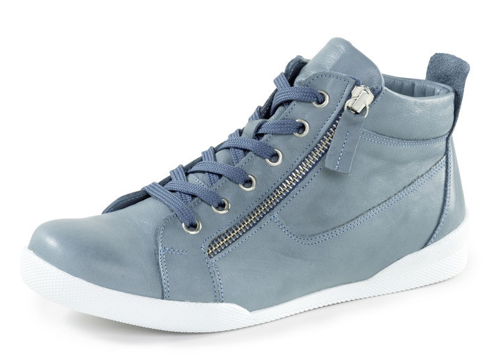 Damenmode - Andrea Conti, sportive Damen-Boots, mit herausnehmbarem Fußbett, in Größe 036 bis 042, in Farbe JEANS Ansicht 1