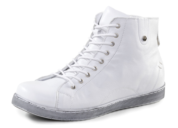 Damenmode - Andrea Conti Schnür-Bootie aus fein genarbtem Nappaleder, in Größe 036 bis 042, in Farbe WEISS Ansicht 1