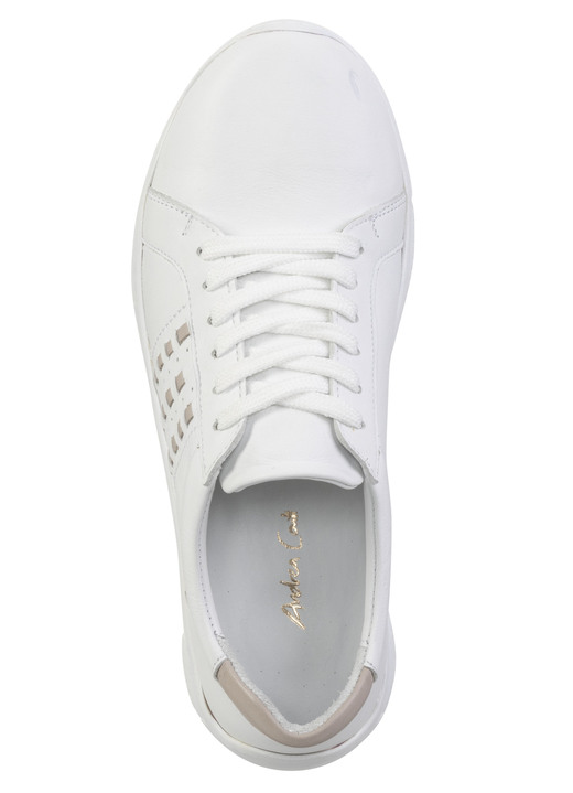 Slipper & Schnürschuhe - Andrea Conti Schnürschuh aus Nappaleder mit Kontrastdurchzügen, in Größe 036 bis 042, in Farbe WEISS Ansicht 2