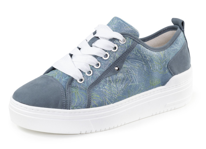 Slipper & Schnürschuhe - Waldläufer Schnür-Sneaker mit verspieltem Druck, in Größe 3 1/2 bis 8, in Farbe JEANS Ansicht 1