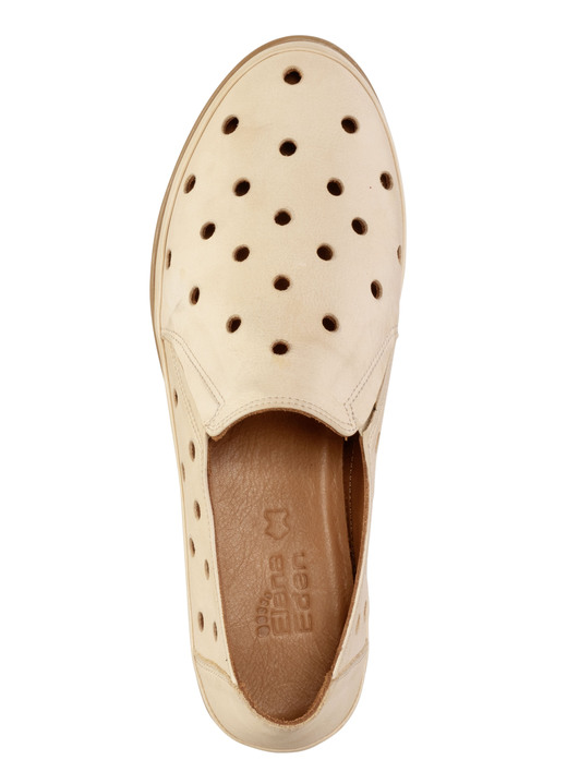 Slipper & Schnürschuhe - ELENA EDEN Slipper aus weichem Nappaleder mit Lochungen, in Größe 036 bis 041, in Farbe HELLBEIGE Ansicht 2