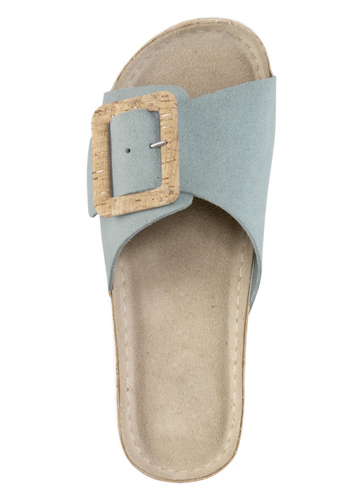 Sandaletten & Pantoletten - ELENA EDEN, trendige Damen-Pantoletten, aus Leder, in Größe 036 bis 042, in Farbe BLEU Ansicht 2