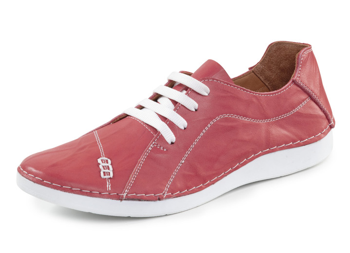 Slipper & Schnürschuhe - ELENA EDEN Schnürschuh mit Knitter-Struktur und Zier-Nähten, in Größe 036 bis 041, in Farbe MARINE Ansicht 4