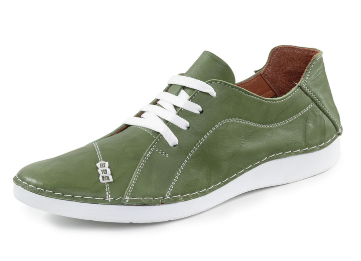 Slipper & Schnürschuhe - ELENA EDEN Schnürschuh mit Knitter-Struktur und Zier-Nähten, in Größe 036 bis 041, in Farbe MARINE Ansicht 7