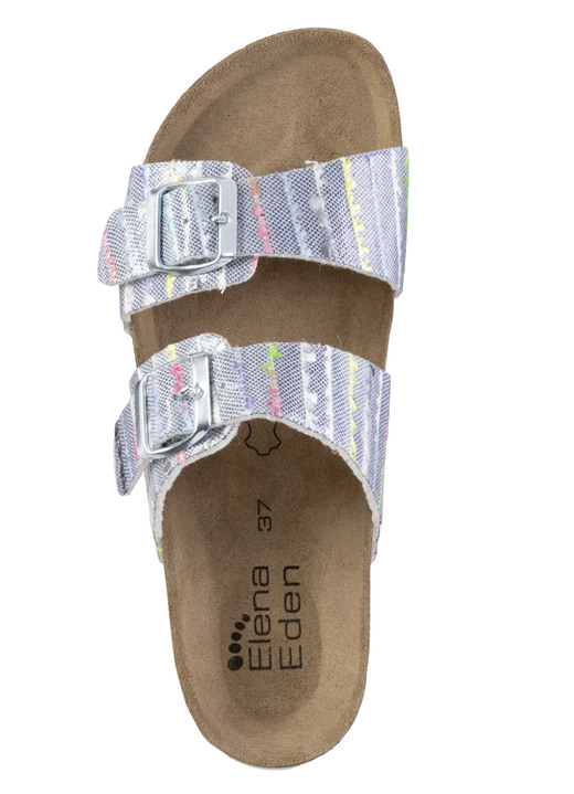 Sandaletten & Pantoletten - ELENA EDEN Pantolette aus interessant dessiniertem Synthetik, in Größe 036 bis 042, in Farbe BLAU-BUNT Ansicht 2