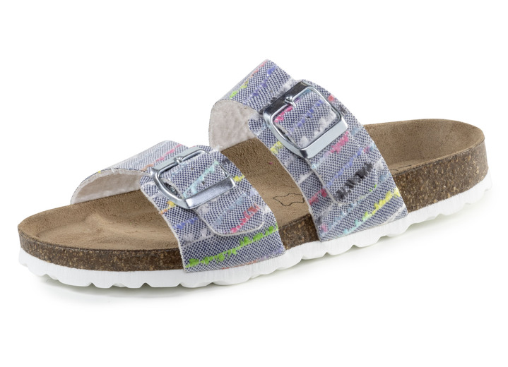 Sandaletten & Pantoletten - ELENA EDEN Pantolette aus interessant dessiniertem Synthetik, in Größe 036 bis 042, in Farbe PINK-BUNT Ansicht 4