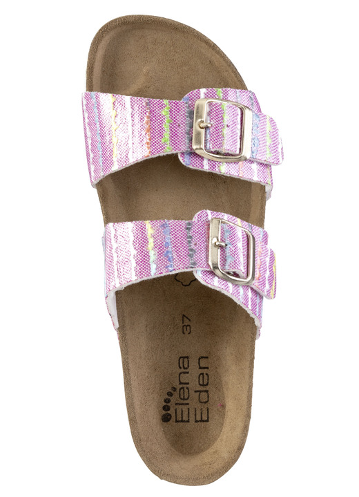 Sandaletten & Pantoletten - ELENA EDEN Pantolette aus interessant dessiniertem Synthetik, in Größe 036 bis 042, in Farbe BLAU-BUNT Ansicht 5