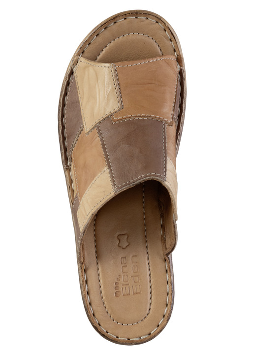 Sandaletten & Pantoletten - ELENA EDEN Pantolette mit dezenter Knitter-Struktur, in Größe 036 bis 041, in Farbe TAUPE-MARINE-WEISS Ansicht 5