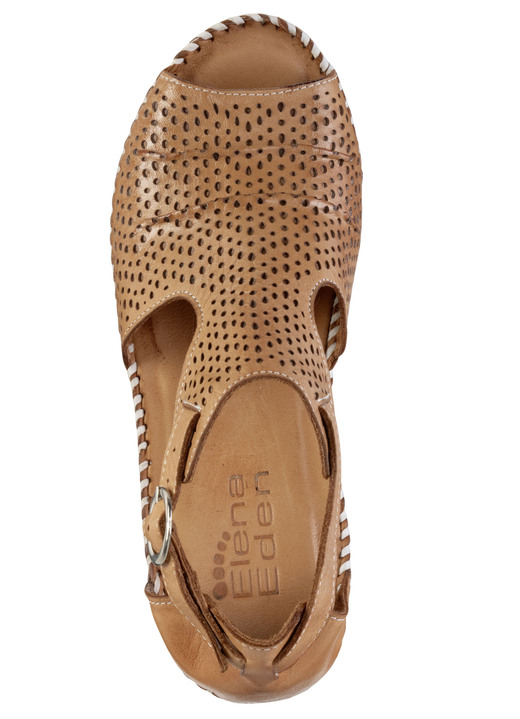 Sandaletten & Pantoletten - ELENA EDEN, sommerliche Damen-Sandaletten, mit verstellbarer Schließe, in Größe 036 bis 041, in Farbe NATURBRAUN Ansicht 2