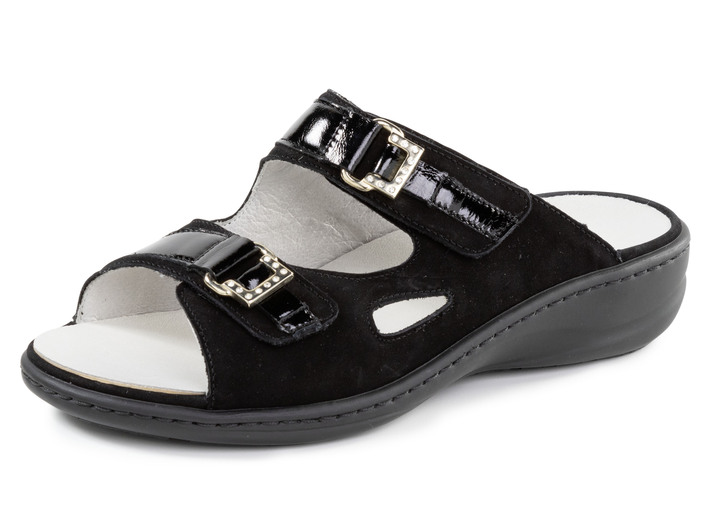 Sandaletten & Pantoletten - Waldläufer Pantolette mit Metallschmuck mit Glitzersteinchen, in Größe 3 1/2 bis 8, in Farbe ANTIKGOLD Ansicht 4