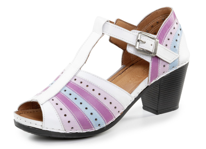 Sandaletten & Pantoletten - Gemini, modische Damen-Sandaletten, Weite G, mit Gummizug, in Größe 036 bis 042, in Farbe SCHWARZ-GRAU Ansicht 4