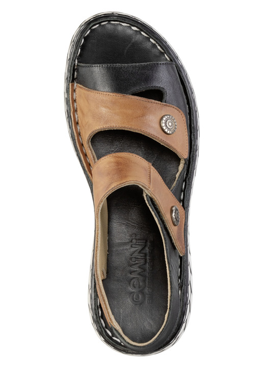 Sandaletten & Pantoletten - Gemini Sandale mit Metallschmuck, in Größe 036 bis 042, in Farbe SCHWARZ-COGNAC Ansicht 2